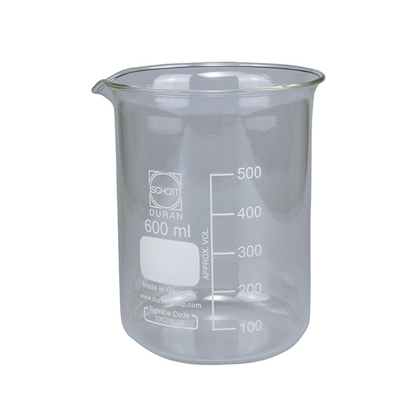 Becherglas 600 ml mit Ausguss (Schott) für EL-Form S